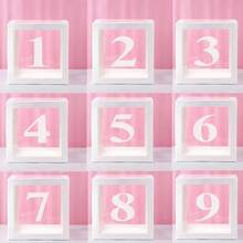 25cm White Clear Balloon Box With 0-9 Numbers, Birthday Balloon Storage Box, White Balloon Box And Number Decor, Party Decor, Clear Balloon Filling Box, Suitable For 18th, 30th, 40th, 50th, 60th Birthday Party Background Decor, Photography Props, Wedding Decor, Balloon Accessories, 2026 New Year Decor, Happy Birthday Decor, Birthday Party Gift Box, Party Supplies, Graduation, Valentine's Day, Back To School, Easter - A Box and a Number - View 4