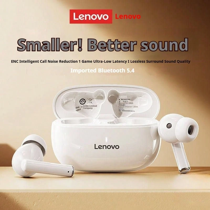 Tai nghe Bluetooth không dây Lenovo TA210 - Thời lượng pin dài, Thể thao nhét tai, ENC, Khử tiếng ồn cuộc gọi thông minh bốn micrô, Trắng/Trắng đá mặt trăng, Đen - Thiết kế quà tặng - Hoa anh đào trắng - Xem 1