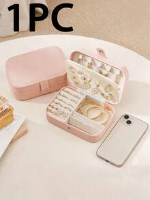 1pc Jewelry Box With 2 Layers, Large Capacity Jewelry Storage Box, Jewelry Display Tray For Necklace, Earrings, Rings, White Simple Compartment Jewelry Showcase, Dust-Proof And Anti-Oxidation, Minimalist Portable Jewelry Case, Travel Jewelry Organizer, Small Earring Ring Jewelry Box, Suitable For Earrings, Necklaces, Rings, Compact, Spacious, With Clasp, Lipstick, Watch, Women Gift, Girlfriend Gift, Christmas Gift, Halloween Gift, New Year Gift