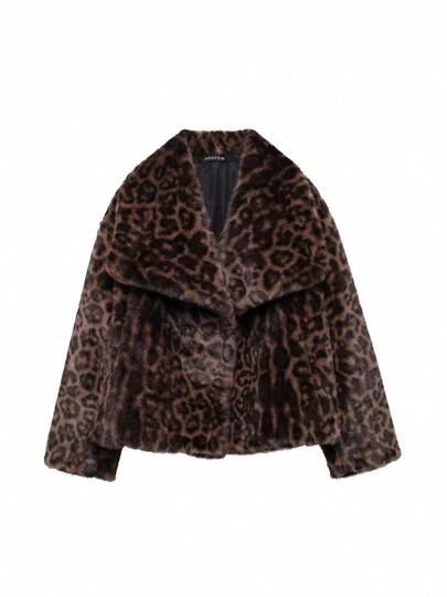 Nuevo abrigo de mujer de estilo europeo y americano versátil y grueso con estampado de piel de zorro falsa de Seelio para otoño/invierno, elegante y juvenil abrigo de piel sintética de longitud media