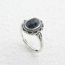 1pc Adjustable 925 Sterling Silver Ring Inlaid With 5*7mm Natural Garnet/Aquamarine, Bohemian Style Women's Ring, Elegant Jewelry Gift For Birthday/Daily Commute - View 7