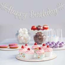 QY- Snowflake Happy Birthday Banner - Frozen Christmas Decor Silver Snowflake Birthday Banner For Boys Girls Winter Wonderland Bday Party Supplies Silver Glitter -5691 - 銀色 - 查看 7