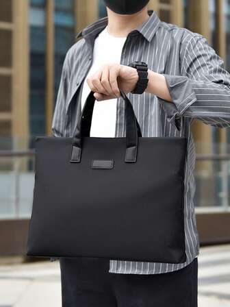 Svart herrväska för pendlingsportföljer, stor kapacitet, ny affärsväska för datorer, slitstark vattenavvisande fyrkantig väska i nylonmaterial, presentpåse för män till jul och nyår