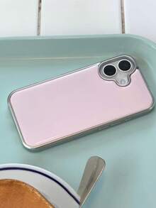 Ombre Purple With Silver Trim Electroplated Phone Case, Compatible With 17 Pro Max, 17 Pro, 17 Air, 16 Pro Max, 15, 14, 13, 12 Pro Max, 14, 15, 16 Plus, 11, Sweet Minimalist Stained Color Hard Back Cover, Suitable As Valentine's Day Gift For Girls - Pink - View 5