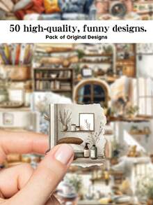 YWWBLD 50pcs Home Decor Art Stickers For Laptop Luggage Organizer Box Room Decor DIY Transparent Stickers - Multicolor - View 7