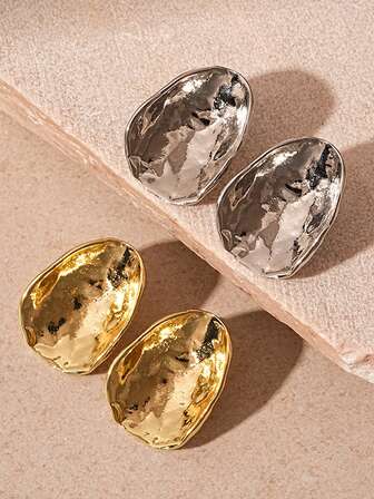 一对个性化弧形耳环，圆形弧形金属耳环，欧美日常配饰