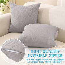 YSTYLE 2 件裝沙發靠墊套，隱形拉鍊式，方形，現代風格，適用於客廳、臥室、戶外陽台 - 灰色 - 查看 3