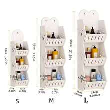 1 件免钻浴室壁挂式搁架，用于沐浴露和化妆品，双层储物架带挂钩，家居浴室装饰浴室收纳架秋季装饰返校季