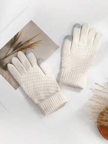 1 双/2 双女士冬季触屏毛绒衬里温暖厚实柔软舒适手套，在寒冷天气提供温暖并保持双手温暖 - 多色 - 查看 13