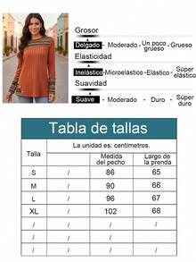 Blusa de manga larga para mujer con estampado elegante de rayas geométricas y cuello redondo - Naranja - Ver 10