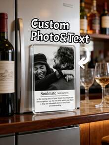 1pc Custom Fridge Magnet, Personalized With Text & Photos, Soulmate Photo Themed, Sweet Romantic & Unique, Suitable For Chic Anniversary Gift/Romantic Valentine's Decor/Personalized Family Keepsake, Ideal For Couples/Families/Gift Givers, Perfect For Valentine's Day