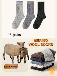 1/2/3/5 双装美利奴羊毛袜，冬季保暖袜，撞色女士中长袜，秋冬季加厚袜