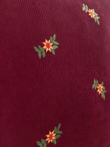 1/2 chiếc vỏ gối trang trí bằng vải nhung kẻ sọc thêu hoa cho phòng khách, ghế sofa, phòng ngủ, trang trí nhà cửa, mùa xuân - Màu Đỏ Sâu - Xem 6