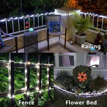 1pc 50/100/200/300 LED 7m/12m/22m/32m Solar String Lights, 8 Modes, Outdoor Lighting Suitable For Garden, Backyard, Patio, Deck, Porch, Pool, Tree Decoration [Solar] - White - View 8