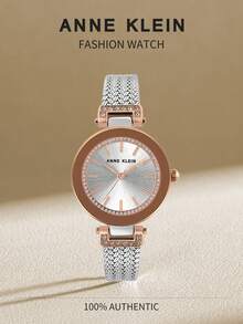 Anne Klein 女士优质水晶点缀手链腕表女士网状表带腕表 AK-1907SVRT