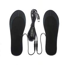 1 Pair USB Heated Shoe Insoles, Thermal Lined Warm, Trimmable For Outdoor Sports & Skiing - Black - View 8