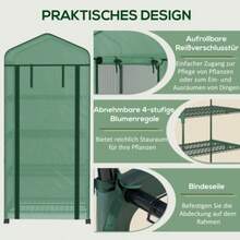 Aluminum Greenhouse, Mini Greenhouse, Cold Frame, 4 Shelves, 69 X 50 X 165 Cm, Green