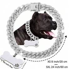 1 pièce Collier à chaîne pour chien, 1,3 cm de large, style hip-hop avec étiquette, accessoire de collier pour animaux de compagnie, cadeau pour chiens petits/moyens/grands, cadeau d'anniversaire pour animaux de compagnie - Multicolore - Voir 3