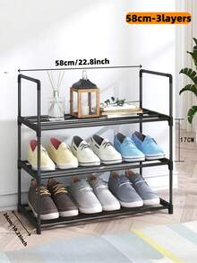 1pc Simple Multi-Tier Shoe Rack With Dust-Proof Storage Shelf, Space-Saving Organizer For Entryway, Bedroom, Dorm, Office, Under Desk, Sturdy Metal Frame, Multifunctional Shelving Unit Perfect For Home Organization And Footwear Display - Multicolor - View 17