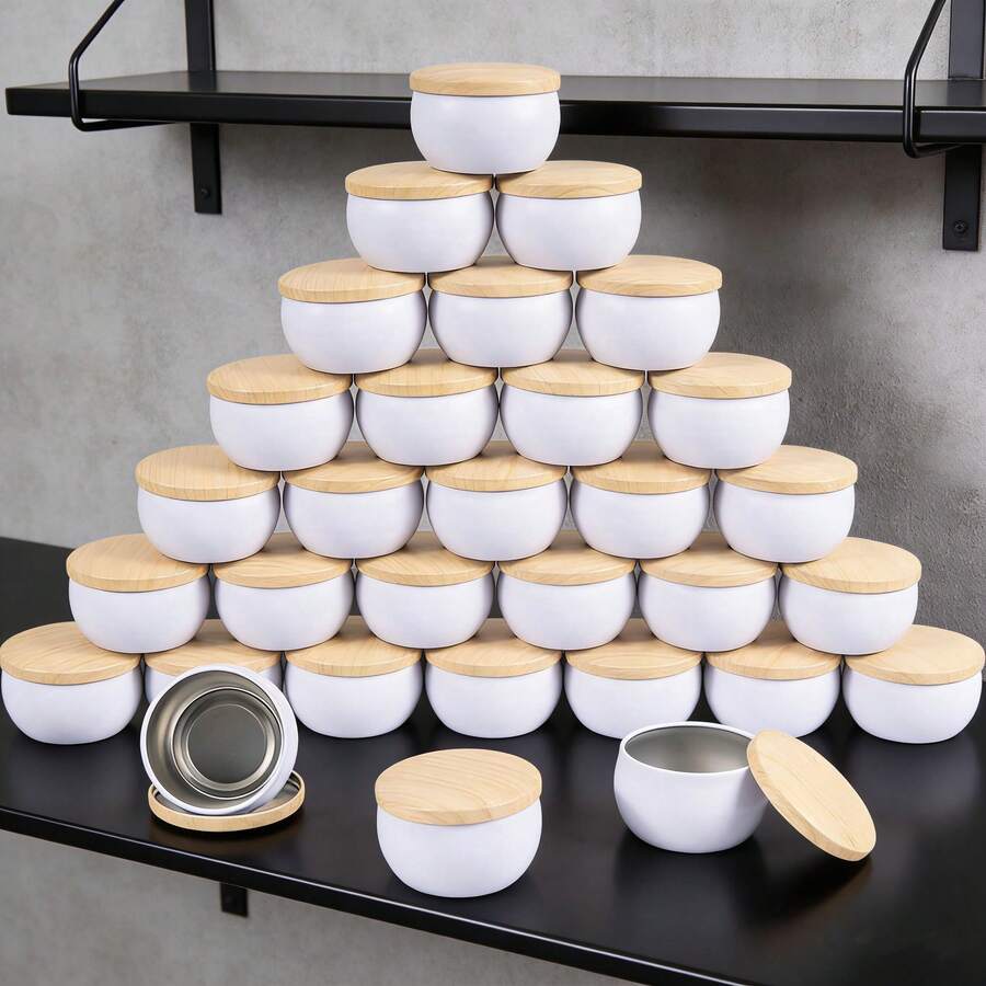 Bộ 46 hũ đựng nến sáp cao cấp kèm nắp an toàn - Hộp tròn tự làm dùng để làm nến, thủ công mỹ nghệ và lưu trữ nhiều vật dụng khác. Món quà hoàn hảo cho phụ nữ, bạn gái, mùa đông, ngày Valentine, trang trí năm mới, trang trí phòng và những món quà thú vị.