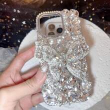 Luxury Bling Rhinestone Big Bow 17promax 14 15plus Phone Case Protective Cover Compatible With Iphone 11 12 Galaxy S25 24 23 22 21 A13 15 17 21S MOTO HW XM - Clear - View 6