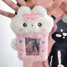 [Cute Rabbit Card Holder For Girls] Furry Bunny Doll With Creative Tea Cup Shape, Campus Card Bus Card Holder Pendant, Multi-Functional Portable Storage Card Holder, Girly Heart School Bag Pendant - Teacup Rabbit Card Holder - View 10