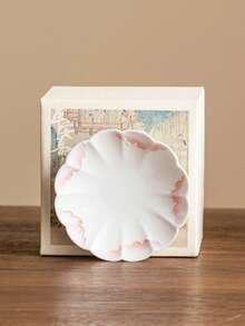 1/2/4pcs Ombre Pink Peony Ceramic Plates, New Chinese Style Ombre Dessert Plates, Butter Dishes, Can Be Used As Coasters, Heat-Resistant Pads, Ideal Gift For Tea Lovers And Friends - Multicolor - View 7