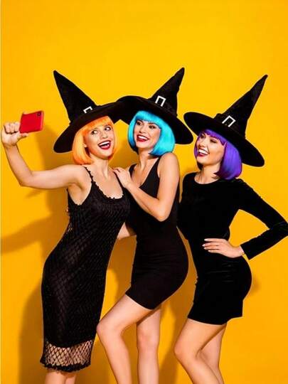 Colored Wigs 6 Pack, Short Bob Hair Neon Colorful Party Wigs For Women Girls Cosplay Costume Party Holiday Bachelorette Night Club (Orange,Red,Blue,Purple,Green,Hot Pink)Essential Festive Atmosphere For Christmas