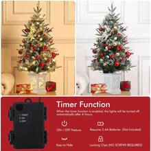 3 Pies Verde Árbol de Navidad Artificial Pre-Iluminado con Luces LED y Base Estable,Lámparas de ciervo, Decoración Compacta para Mesa, Escritorio o Entrada - Verde - Ver 8
