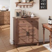 Gabinete de buffet de 3 niveles con 3 estantes y cajón ajustables, gabinete de almacenamiento de cocina para el comedor y la entrada - Marrón - Ver 5