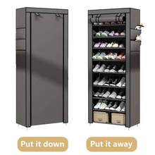 5/7 Tier Shoe Organizer With Nonwoven Fabric Cover Shoe Cabinet, Easy To Assemble, Portable Shoe Cabinet, Shoe Storage Shelf For 27-35 Pairs Of Shoes, Suitable For Various Scenes Such As Entryway, Suitable For Sneakers, High Heels, And Boots - 5 tầng & Đen - Xem 5