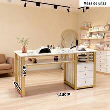 Mesa Para Manicura Doble Nivel Con 3 Cajones Organizador - Multicolor - Ver 2