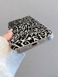 1pc Letter Graffiti Pattern Phone Case, Precise Cutout Camera Protection Suitable Compatible With Samsung, Nothing, Pixel, , Apple, - Multicolor - View 7