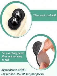 4个双钢珠旋转脚轮 – 强力粘性不锈钢万向轮 – 360°顺滑滚动迷你家电脚轮，适用于储物箱、垃圾桶、小型家用电器