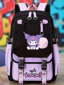Kuromi印花背包，Hello Kitty印花简约背包，适合中学生，轻便舒适，大容量，休闲百搭旅行背包