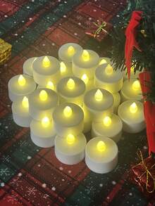 6/12/24pcs LED Electronic Tea Lights With Remote Control/Timer, Battery Powered Flameless Candles, Tea Candles For Wedding, Romantic, Birthday, Party, Halloween, Christmas, Valentine's Day Decor - White + Remote Control - View 10