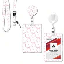 1件套（证件夹+挂绳+卡套）花卉图案多功能证件套，带可拆卸夹子和可伸缩证件卷轴，适用于护士/医务助理/教师/员工，护士节礼物 - 彩色 - 查看 11