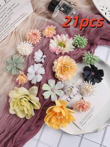 18 Chiếc Màu Vàng Xanh Lá Cây Mô Phỏng Chất Liệu Hoa Gói Chất Liệu Hoa Nhân Tạo Phụ Kiện Thủ Công Tự Làm Phụ Kiện Tóc Cổ Mũ Đội Đầu Cô Dâu Han Trang Trí Nhà Lễ Hội - màu vàng-xanh - Xem 7