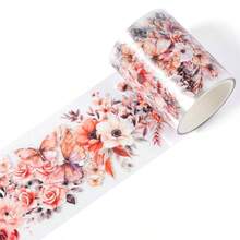 Sunflower PET Tape Journaling - Flower Junk Journal Scrapbooking Supplies, Floral PET Tape Journal Book Crafts Bottle Dcor - Roses - View 2
