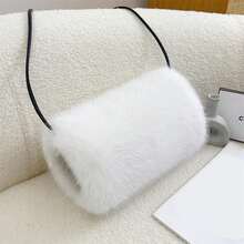 Faux Fur Hand Warmer Muff Portable Warm Plush Hand Cushion With Strap For Winter Outdoor Activity - White - View 2