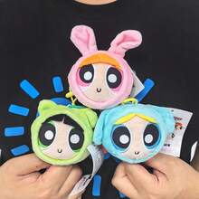THE POWERPUFF GIRLS Đồ trang trí treo tường hình thú nhồi bông Powerpuff Girls chính hãng, cao 8cm, hình thỏ, chó, gấu dễ thương, móc khóa quà tặng Giáng sinh & Năm mới. - Nhiều màu - Xem 3