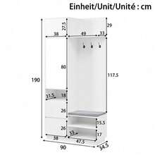 Hall Trees - White + MDF - View 5