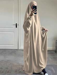 1件宽松款头巾，高私密性高品质吉尔巴布穆斯林女性祈祷头巾，伊斯兰服饰头巾 - 彩色 - 查看 7