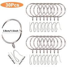 10/30/50个金属窗帘环，带尖钩，适用于窗户、浴帘的挂环和窗帘钩，直径38毫米/1.49英寸（黑色、银色、金色） - 彩色 - 查看 15