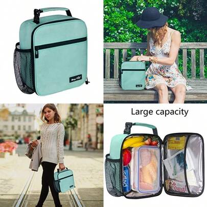 Hap Tim Insulated Lunch Box for Men Reusable Lunch Bag for Women and Men Adluts Lunchbox for Office Work School Portable Lunchbag for Boys Girls Toddler Mint Green CA18654-MG