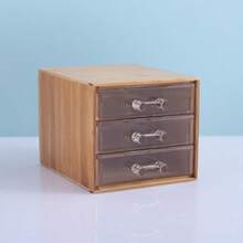 2/3 Layer Bamboo & Acrylic Jewelry Storage Box - Household Dust-Proof Organizer Box - Desktop Small Items Sorting Drawer Box - Multicolor - View 8