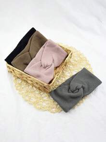 1pc Double-Layer Knitted Cross Headband For Warmth, Ear Protection, Headband, Headband, Yoga Hair Accessories, Face Wash, Wide Headband - Headband - View 3