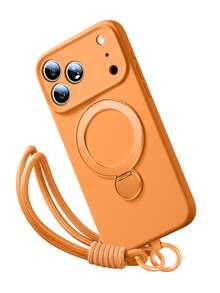 1个挂绳+360°旋转支架手机壳，兼容 17 Pro Max，新款液态硅胶磁吸支架手机壳，兼容 17，超薄设计，全方位保护，带挂绳，适用于 17 Air冬季版