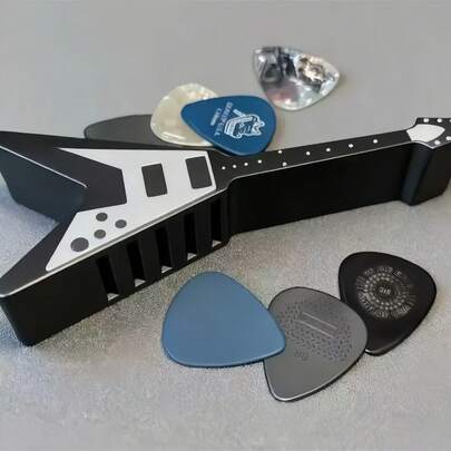 10 슬롯 기타 피크 홀더, 기타 액세서리, 피크 분실 또는 잘못된 배치를 방지하는 완벽한 솔루션, 기타 피크 보관 상자, 기타리스트를 위한 이상적인 선물, 일렉트릭, 어쿠스틱, 클래식 기타에 적합, 크리스마스, 새해, 기타 애호가를 위한 생일 선물로 좋습니다