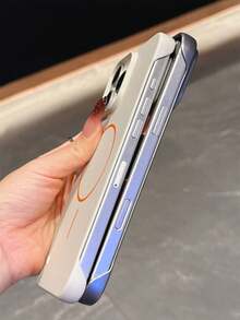 适用于 Air 17/16/15/14/13/12/11 Pro Max Plus 的新款奢华金属漆磁吸无线充电保护壳，超薄无边框散热保护套 - 藍色 - 查看 4